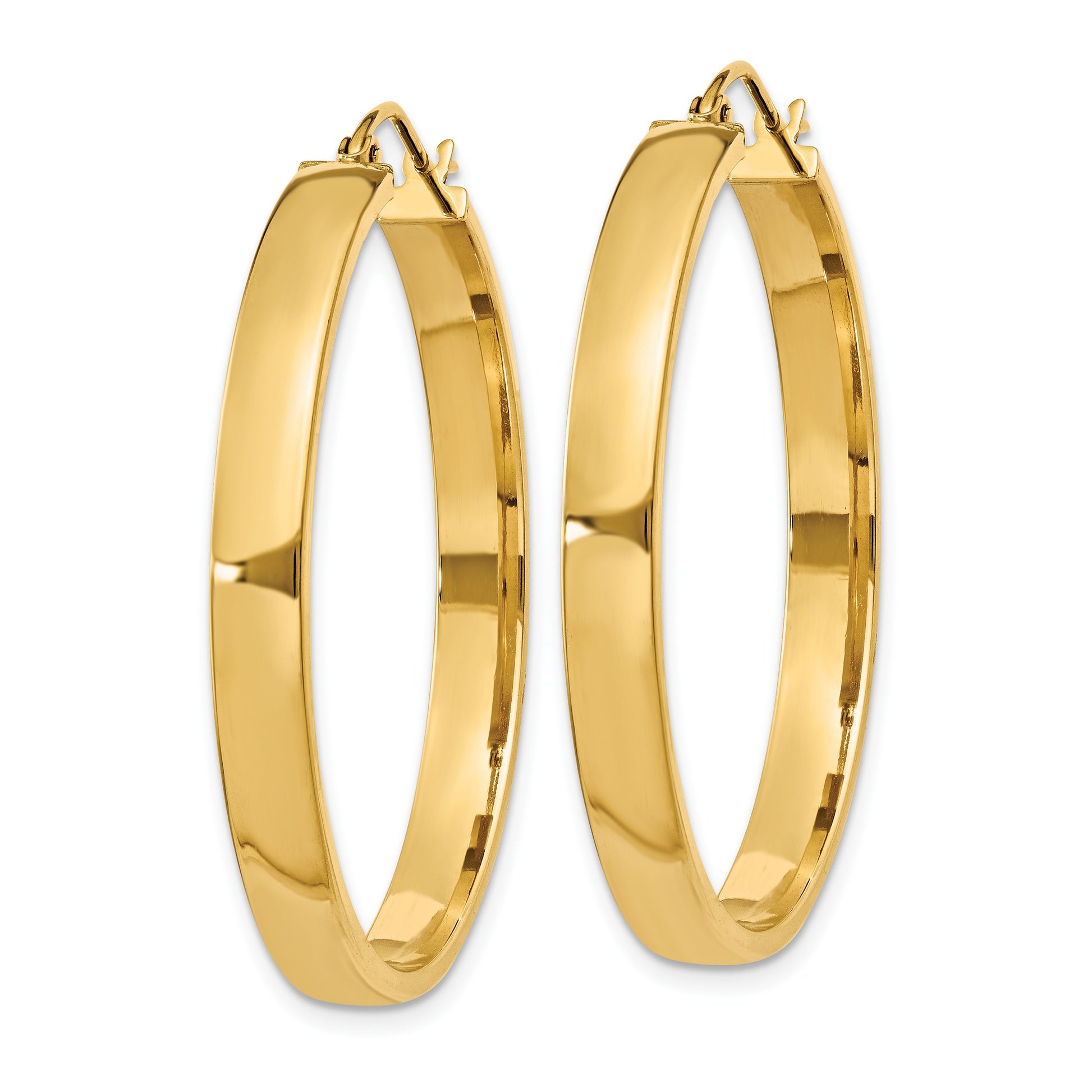 14k 4x35mm Polished Tube Hoop Earrings