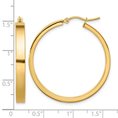 14k 4x35mm Polished Tube Hoop Earrings