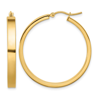14k 4x35mm Polished Tube Hoop Earrings