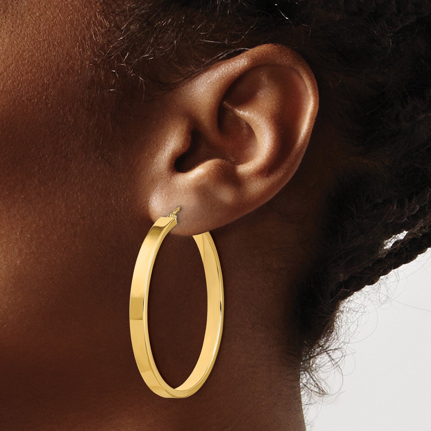 14k 4x45mm Polished Tube Hoop Earrings