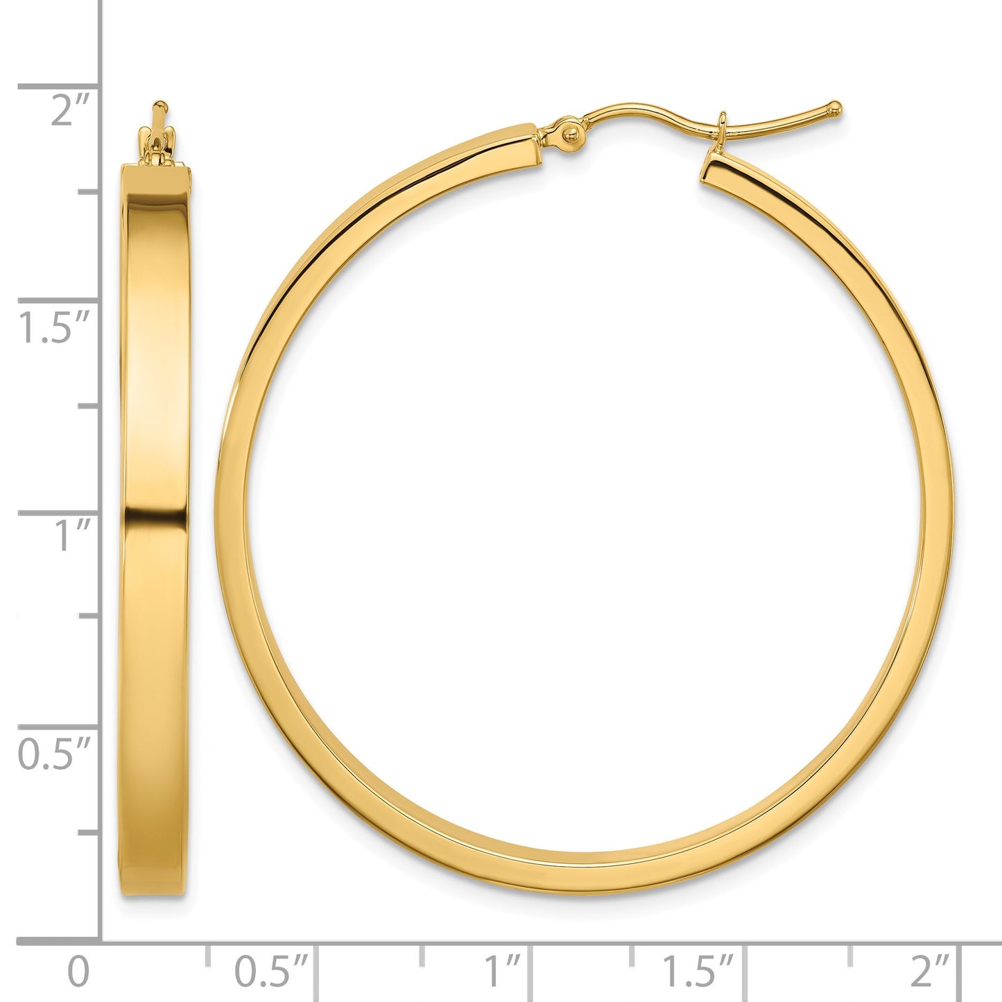 14k 4x45mm Polished Tube Hoop Earrings