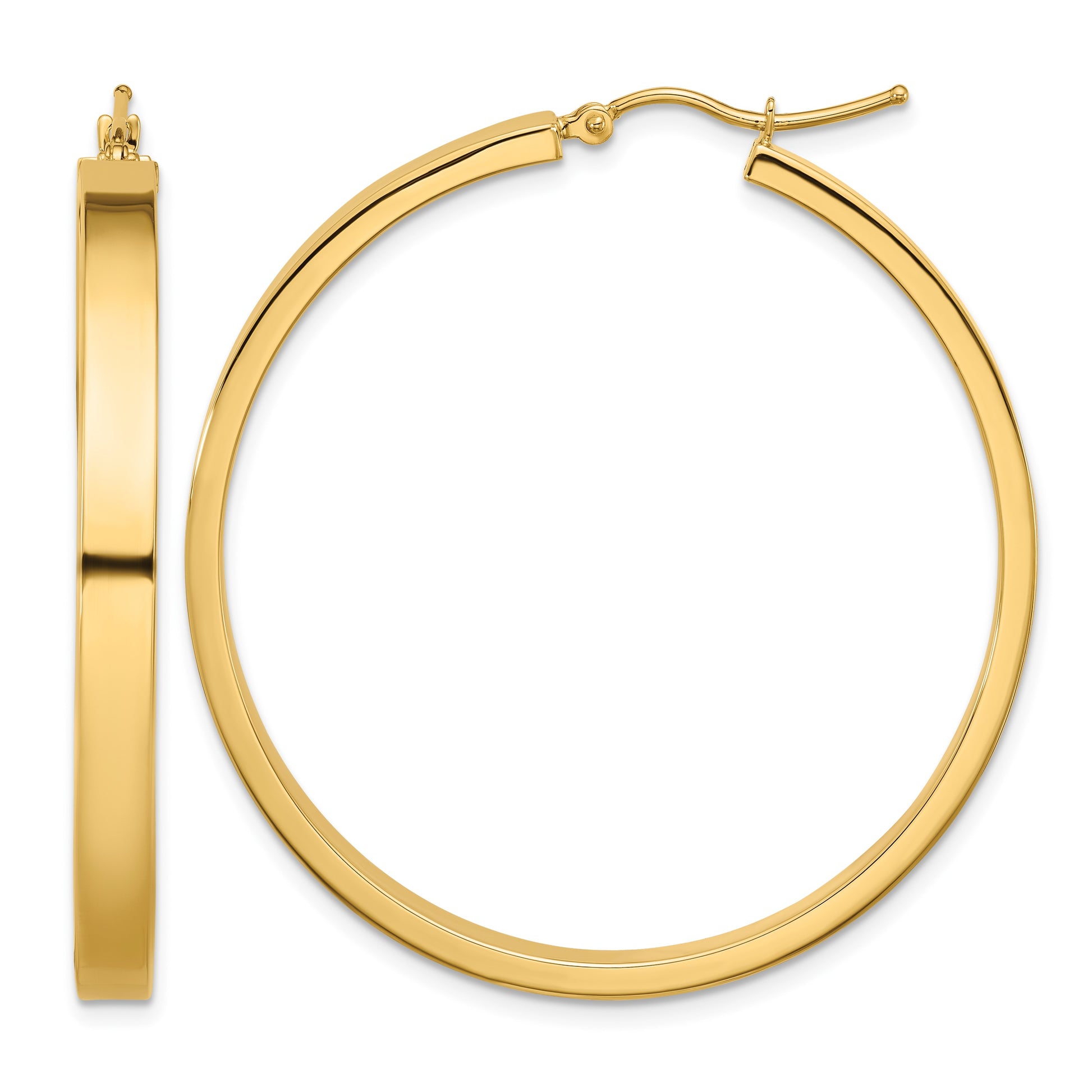 14k 4x45mm Polished Tube Hoop Earrings