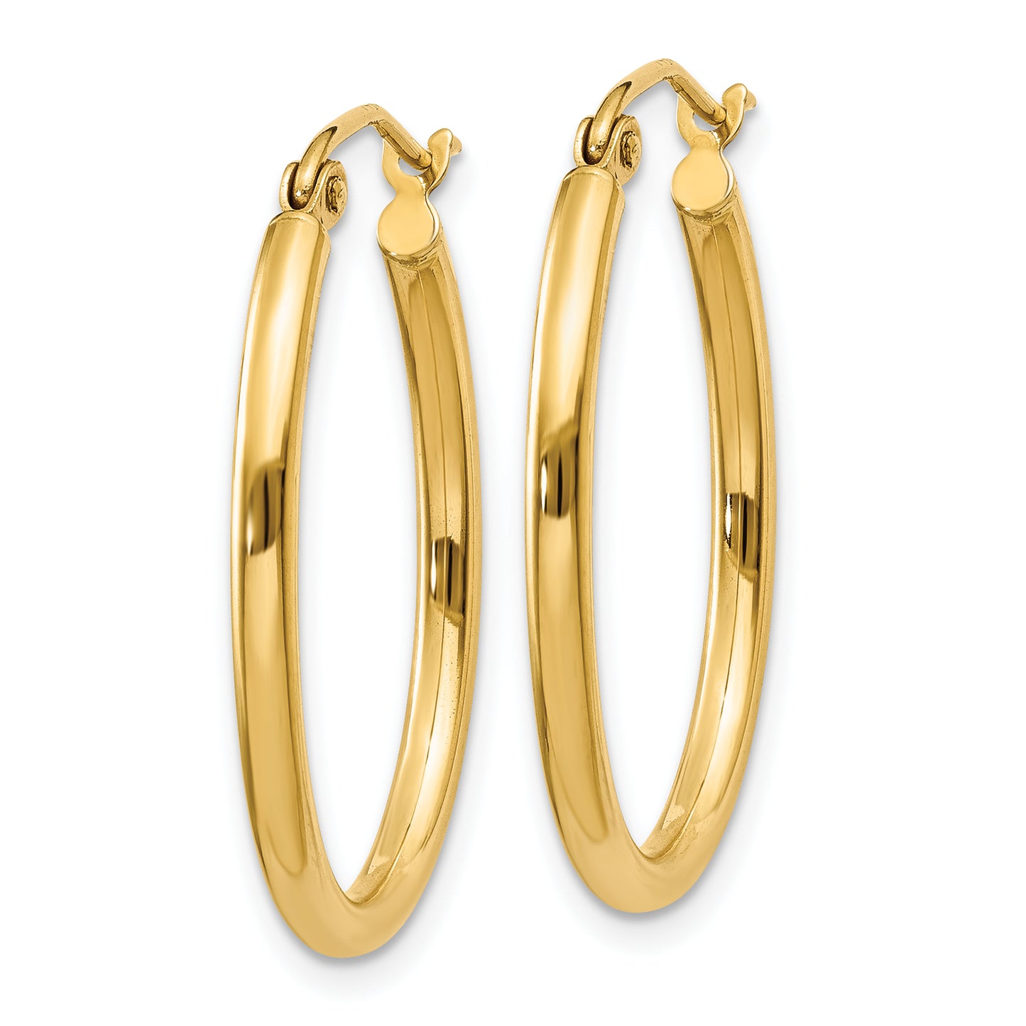 14k Yellow Gold Oval Polished Hoop Earring
