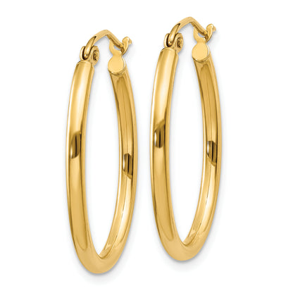 14k Yellow Gold Oval Polished Hoop Earring