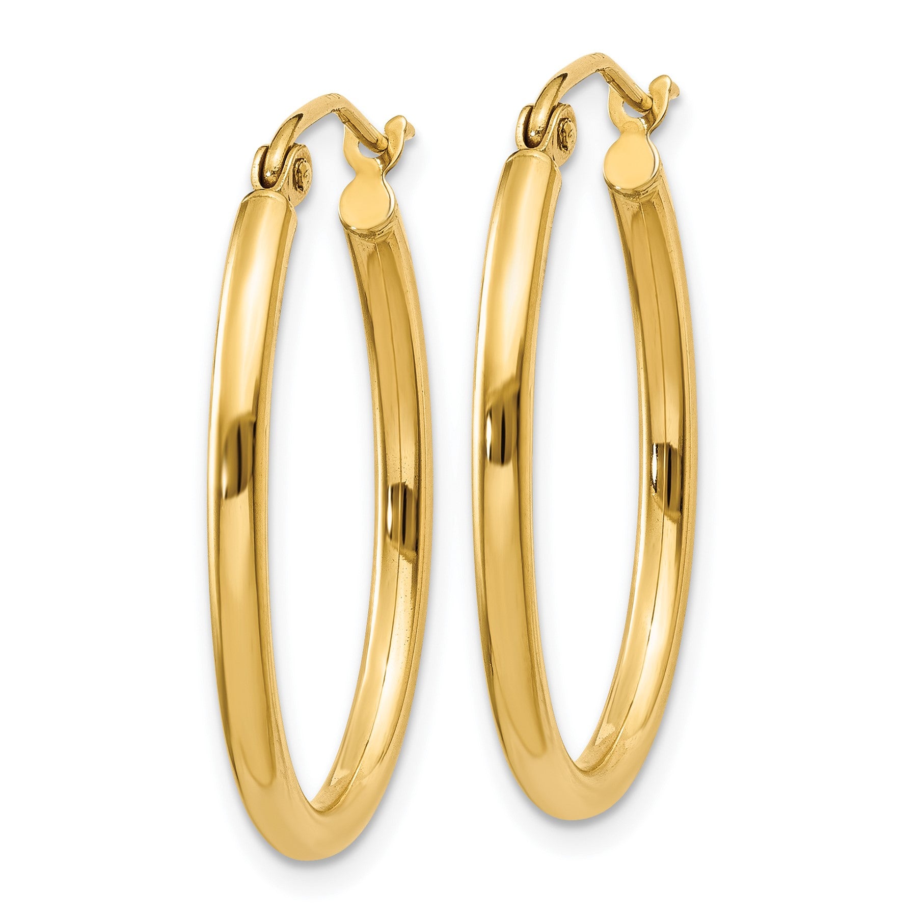14k 2x24mm Oval Polished Tube Hoop Earrings