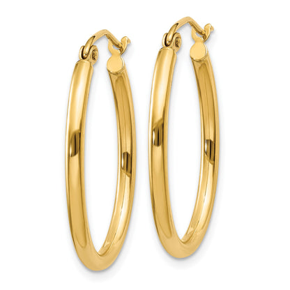 14k 2x24mm Oval Polished Tube Hoop Earrings