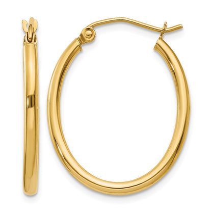 14k 2x24mm Oval Polished Tube Hoop Earrings