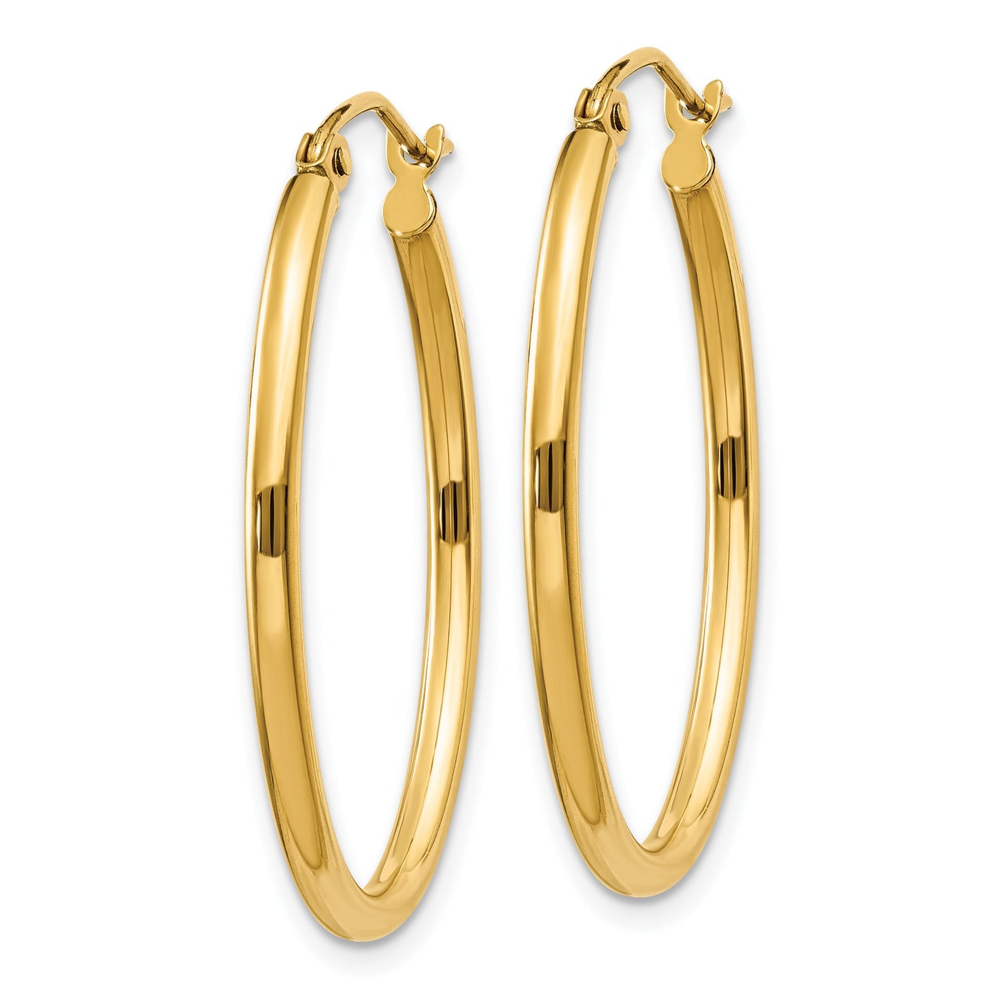14k 2x30mm Oval Polished Tube Hoop Earrings