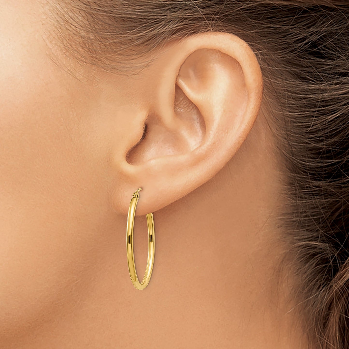 14k 2x30mm Oval Polished Tube Hoop Earrings