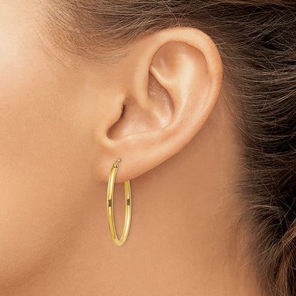 14k 2x30mm Oval Polished Tube Hoop Earrings