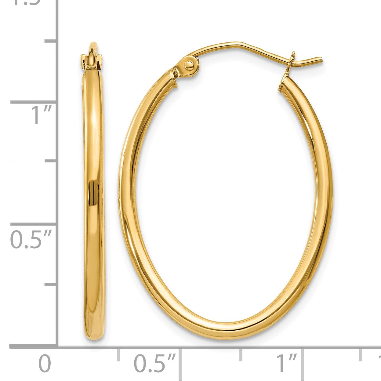 14k 2x30mm Oval Polished Tube Hoop Earrings