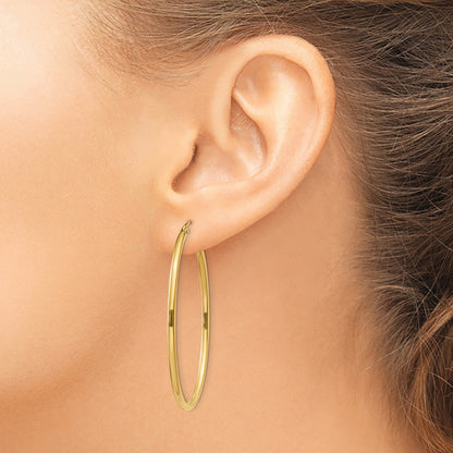 14k 2x47mm Oval Polished Tube Hoop Earrings
