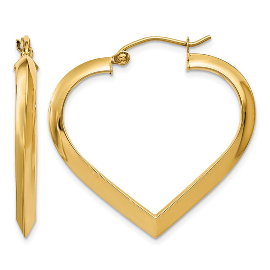 14k Polished Heart Hoop Earring