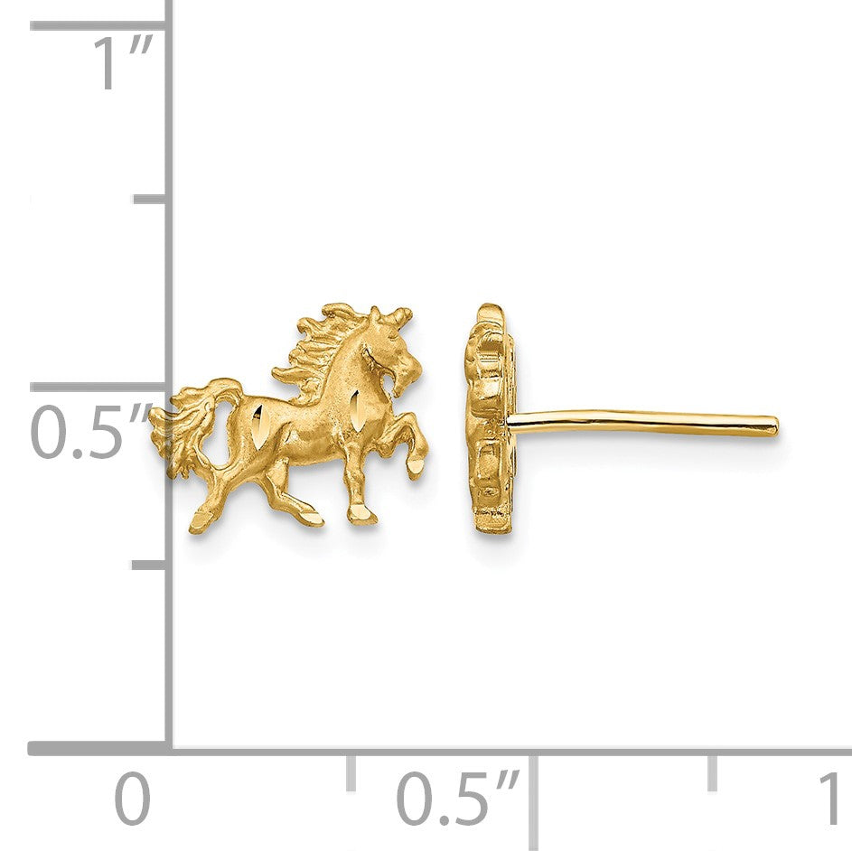 14k Satin Diamond-cut Unicorn Post Earrings