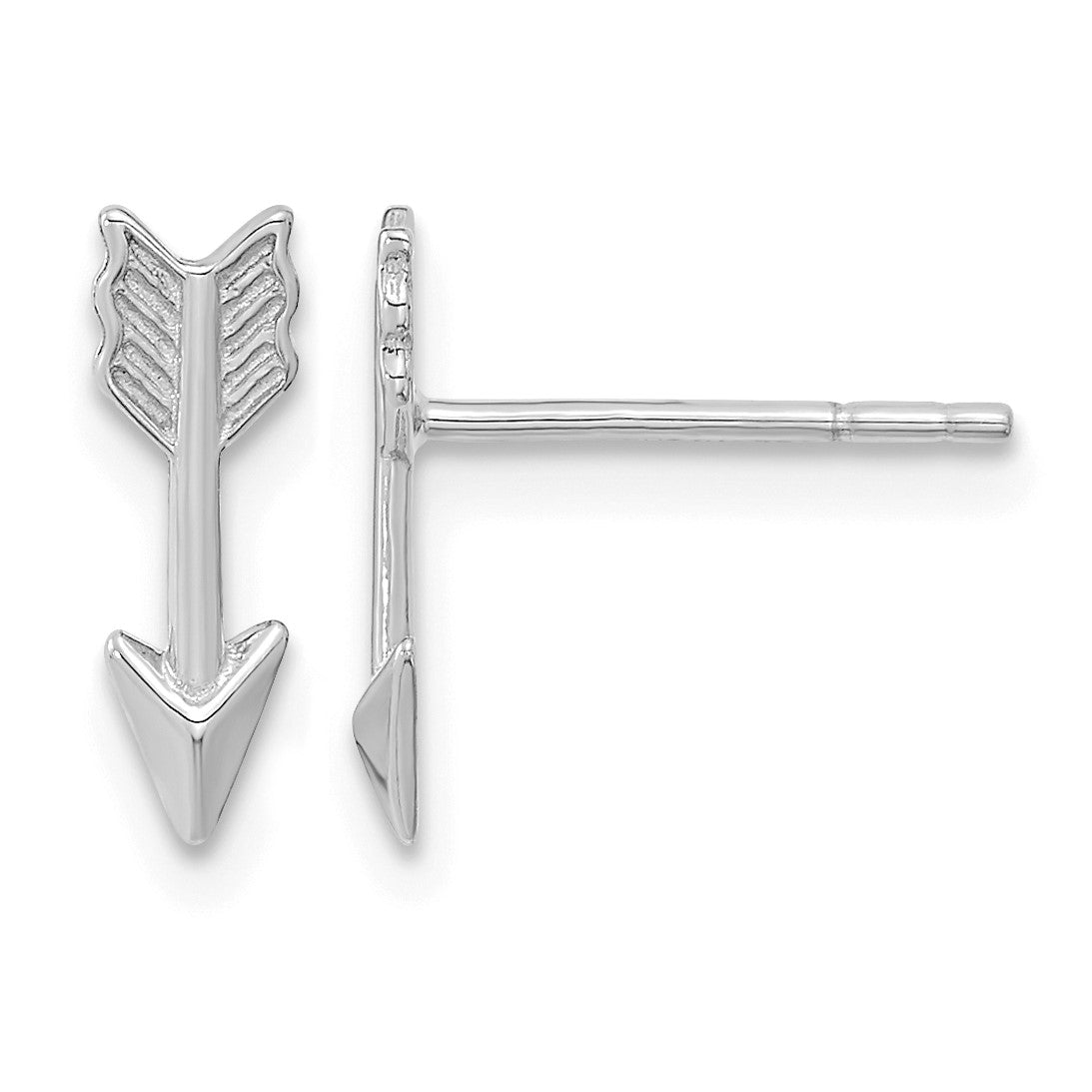 14k White Gold Polished Arrow Post Earrings