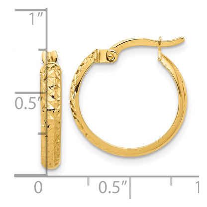 14K Polished and Diamond-cut Hoop Earrings