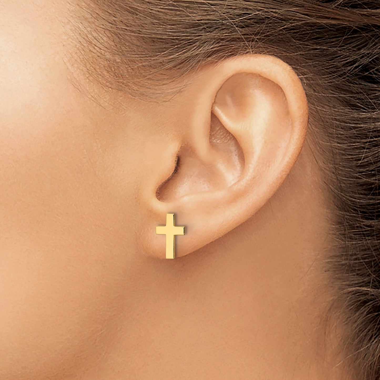 14k Polished Cross Post Earrings