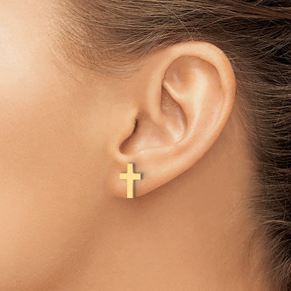 14k Polished Cross Post Earrings