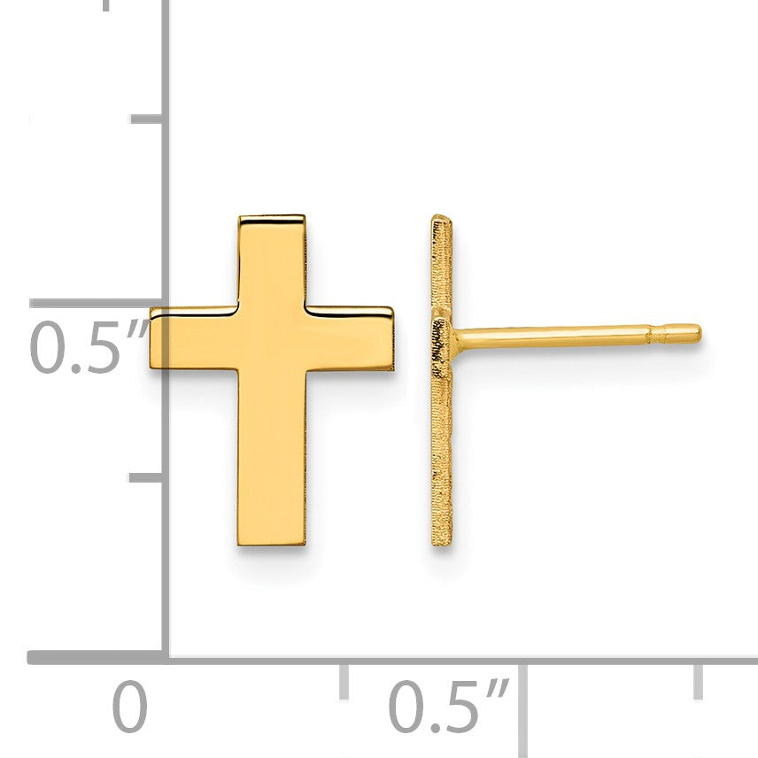 14k Polished Cross Post Earrings