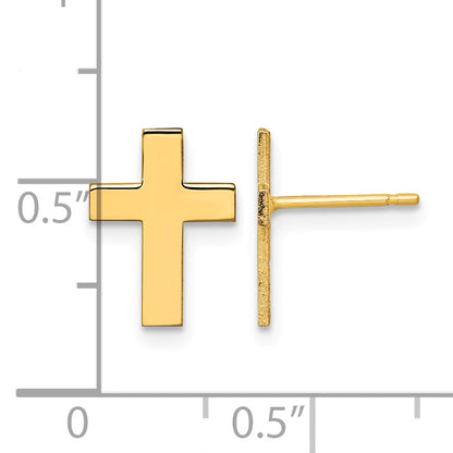 14k Polished Cross Post Earrings