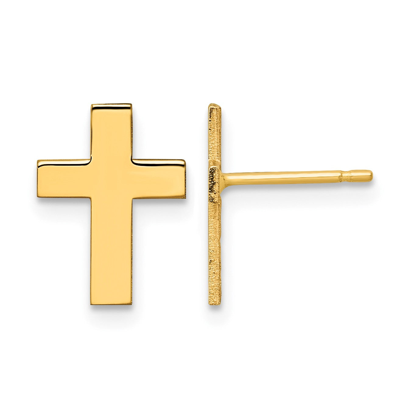 14k Polished Cross Post Earrings