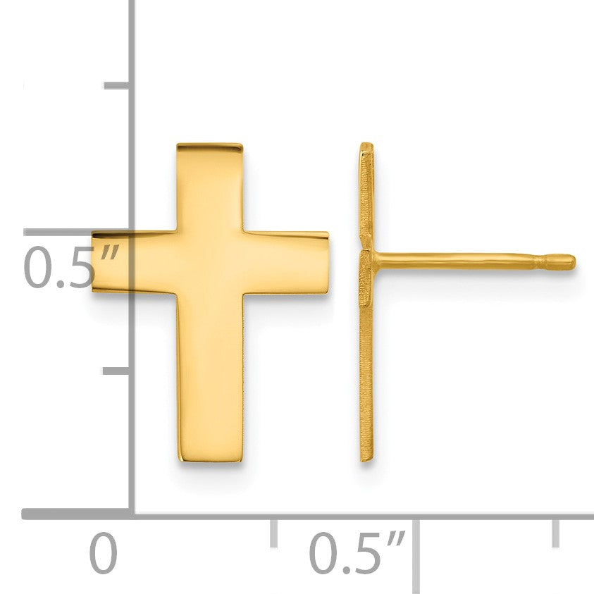 14k Polished Cross Post Earrings