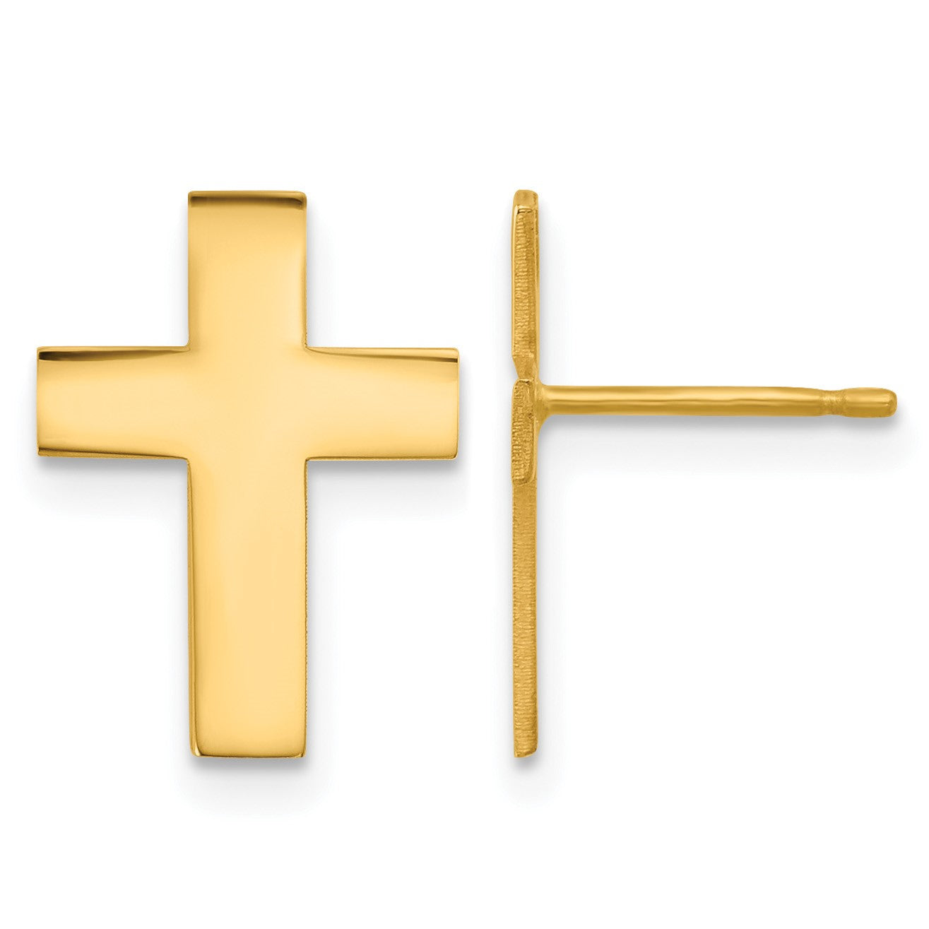 14k Polished Cross Post Earrings