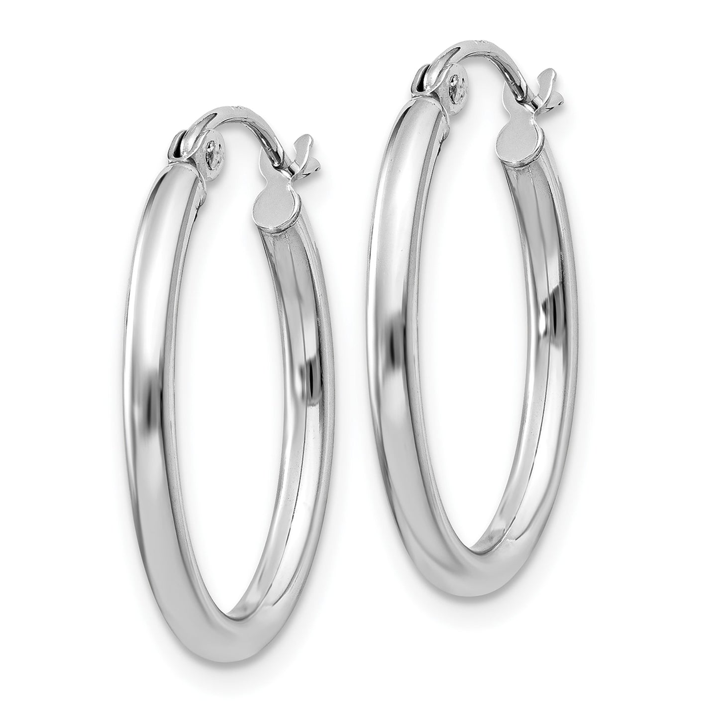 14k White Gold 2x24mm Polished Oval Tube Hoop Earrings