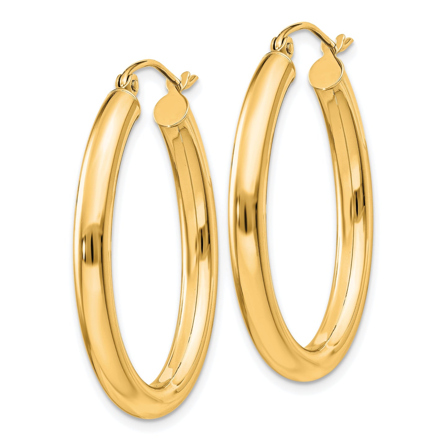 14k 3.5x32mm Polished Oval Tube Hoop Earrings