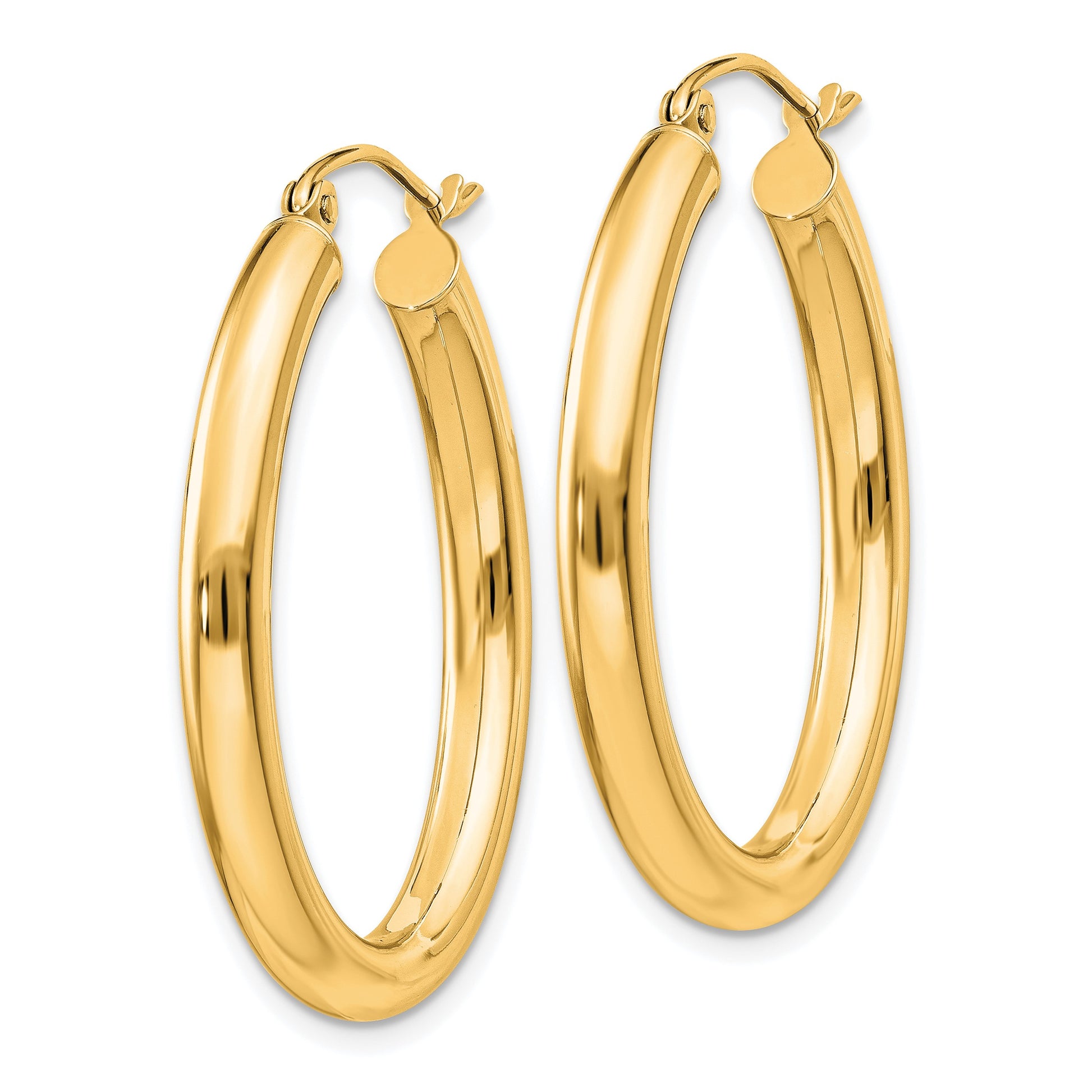 14k 3.5x32mm Polished Oval Tube Hoop Earrings