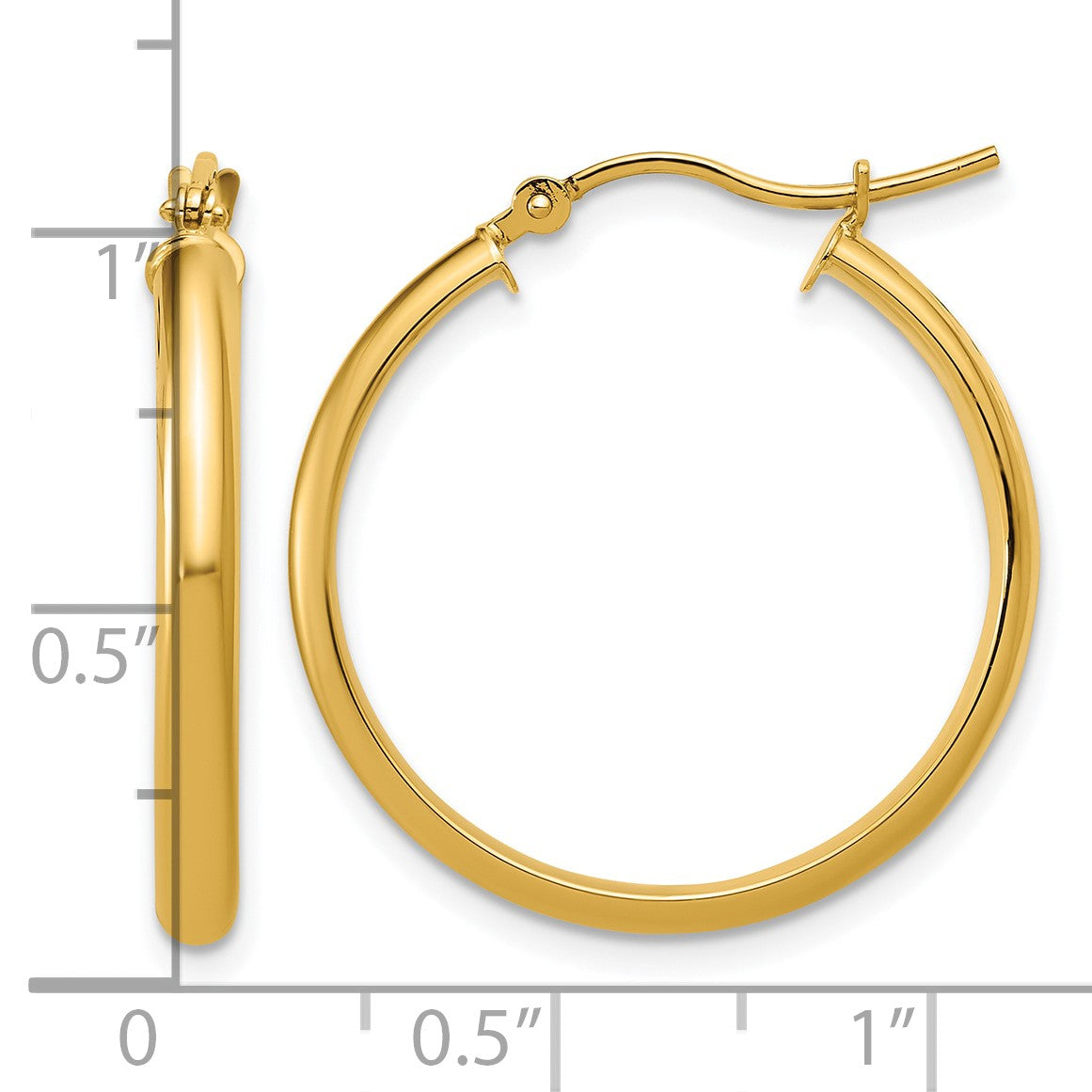 14k 2.75x25mm Round Tube Hoop Earrings