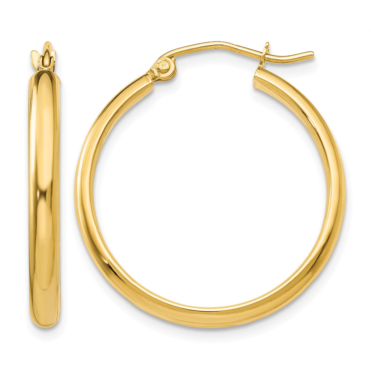 14k 2.75x25mm Round Tube Hoop Earrings