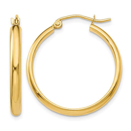 14k 2.75x25mm Round Tube Hoop Earrings