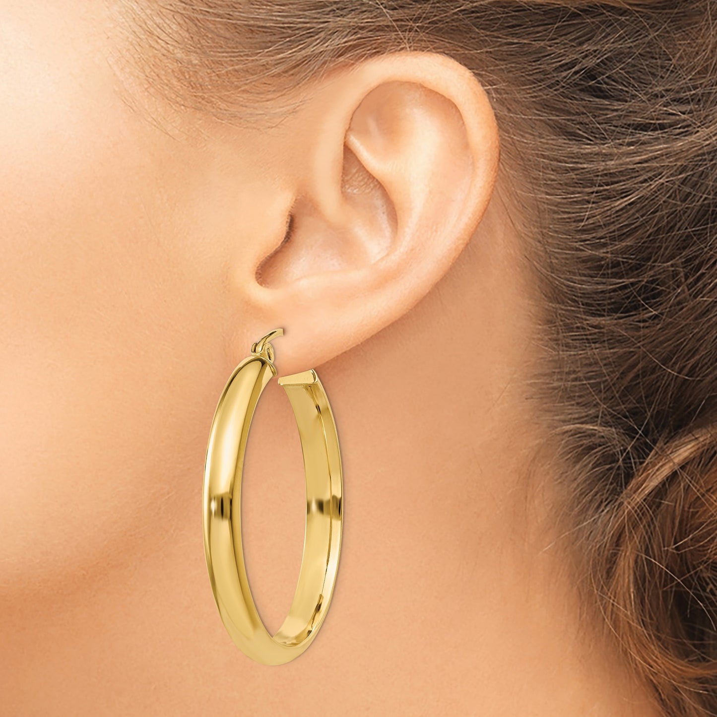 14k 3.75x26mm Round Tube Hoop Earrings