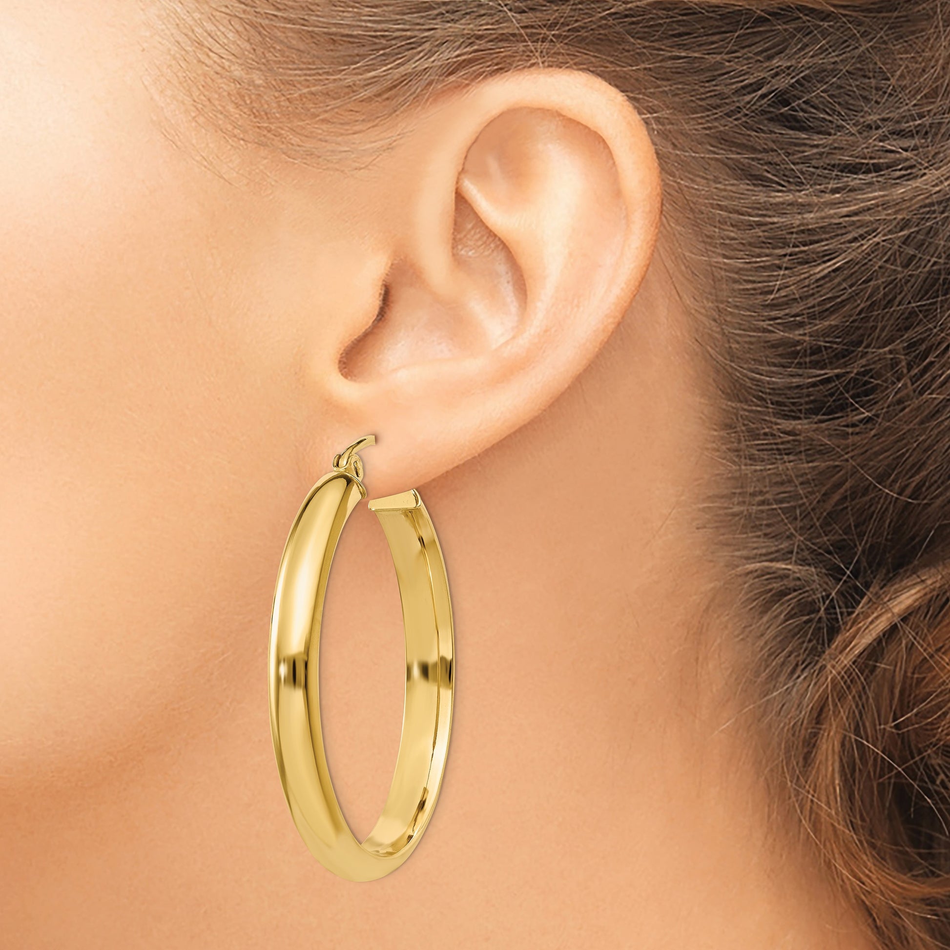 14k 3.75x26mm Round Tube Hoop Earrings