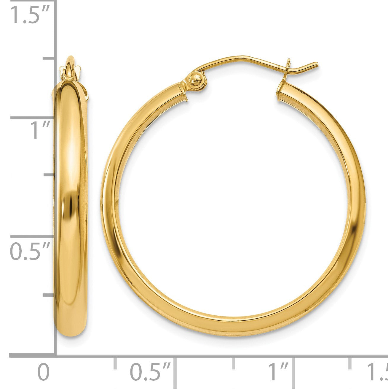 14k 3.75x26mm Round Tube Hoop Earrings