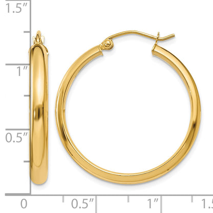 14k 3.75x26mm Round Tube Hoop Earrings