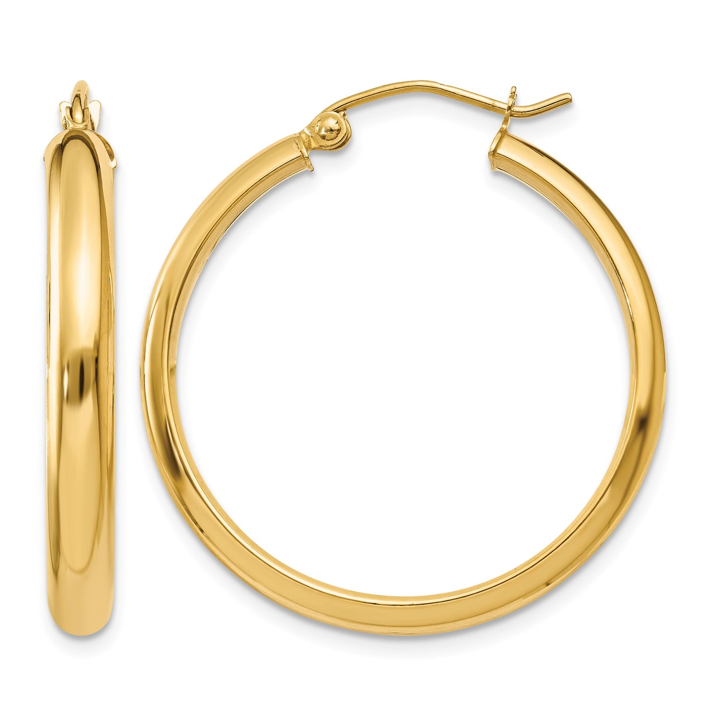 14k 3.75x26mm Round Tube Hoop Earrings