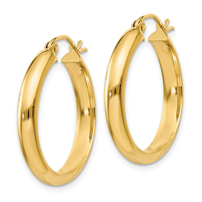 14k 3.75x21mm Round Tube Hoop Earrings