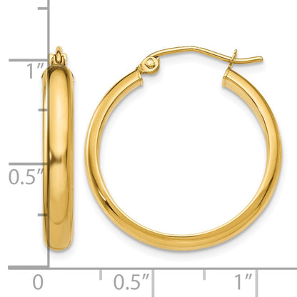 14k 3.75x21mm Round Tube Hoop Earrings