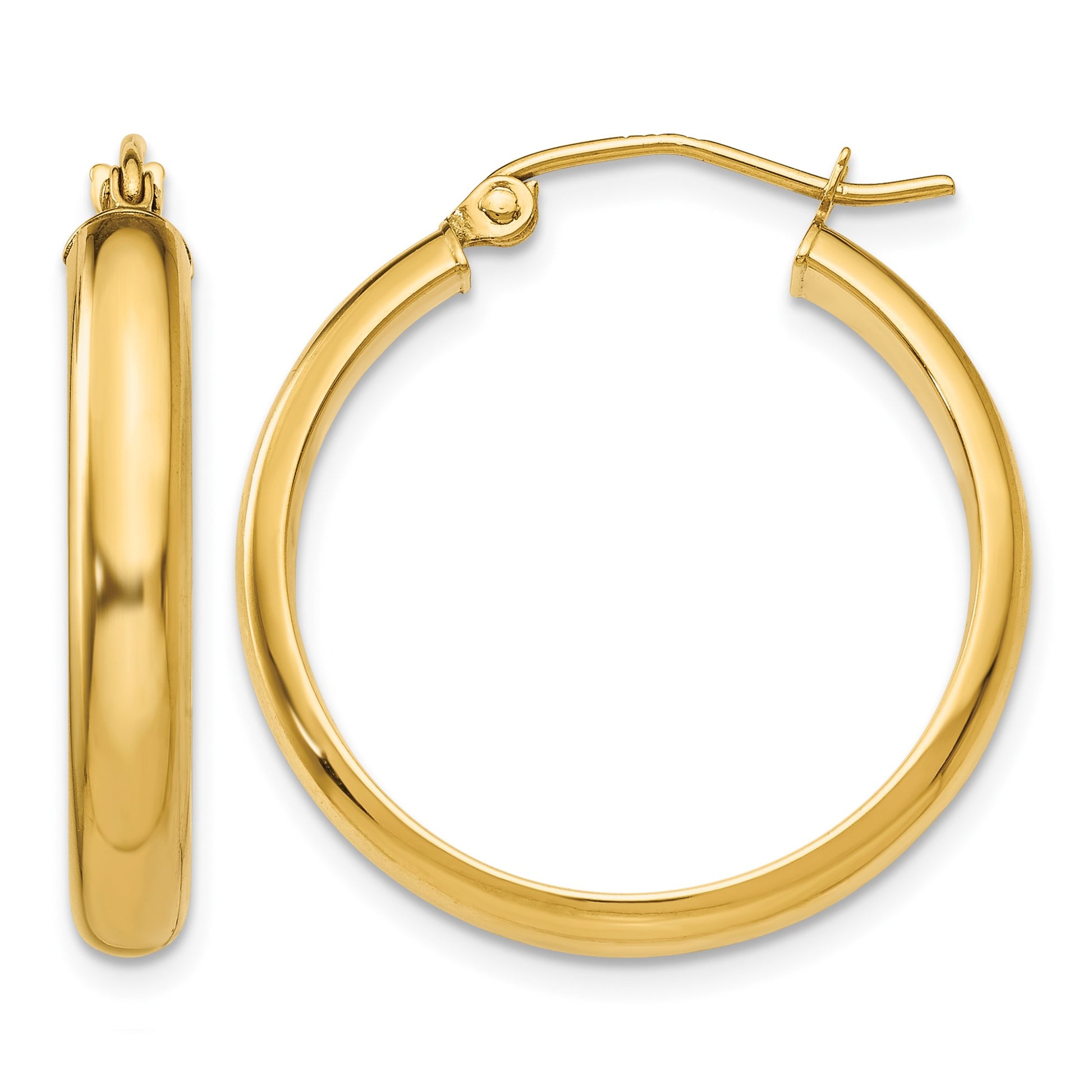 14k 3.75x21mm Round Tube Hoop Earrings
