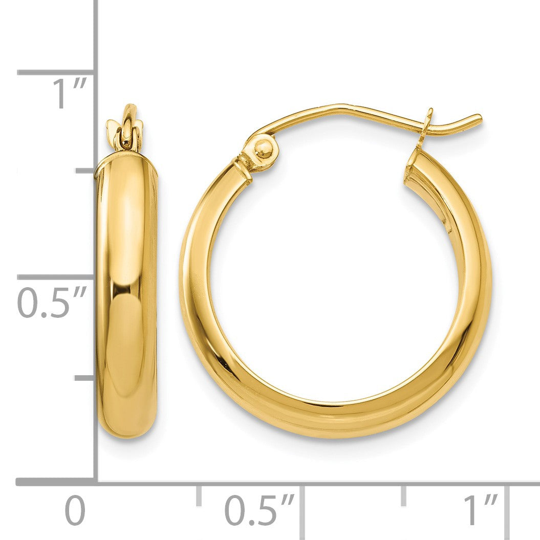 14k 3.75x20mm Round Tube Hoop Earrings