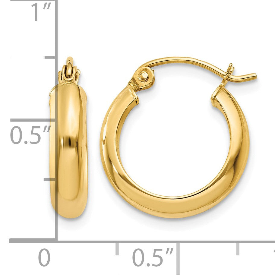 14k 3.75x17mm Round Tube Hoop Earrings