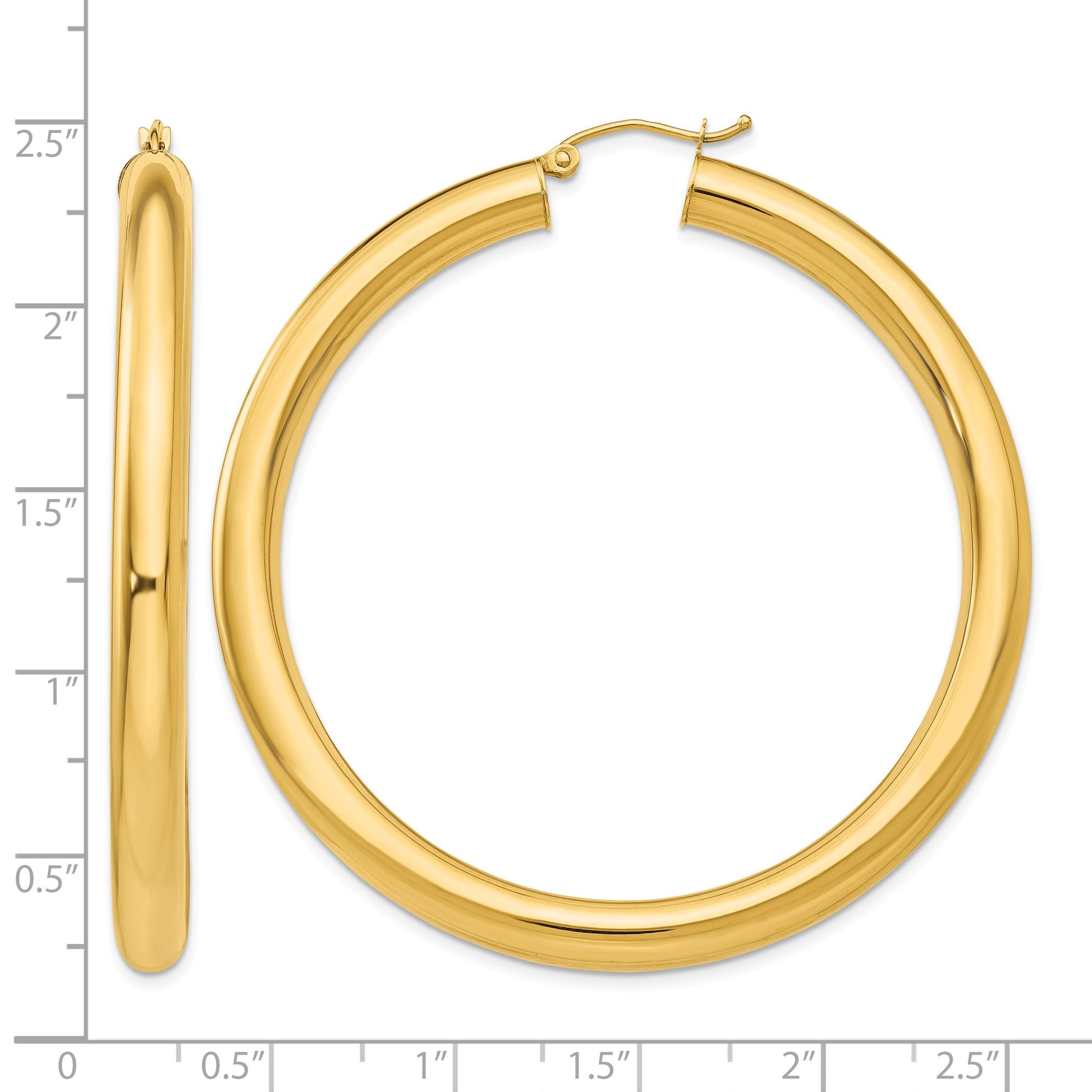 14k 5x55mm Polished Lightweight Tube Hoop Earrings