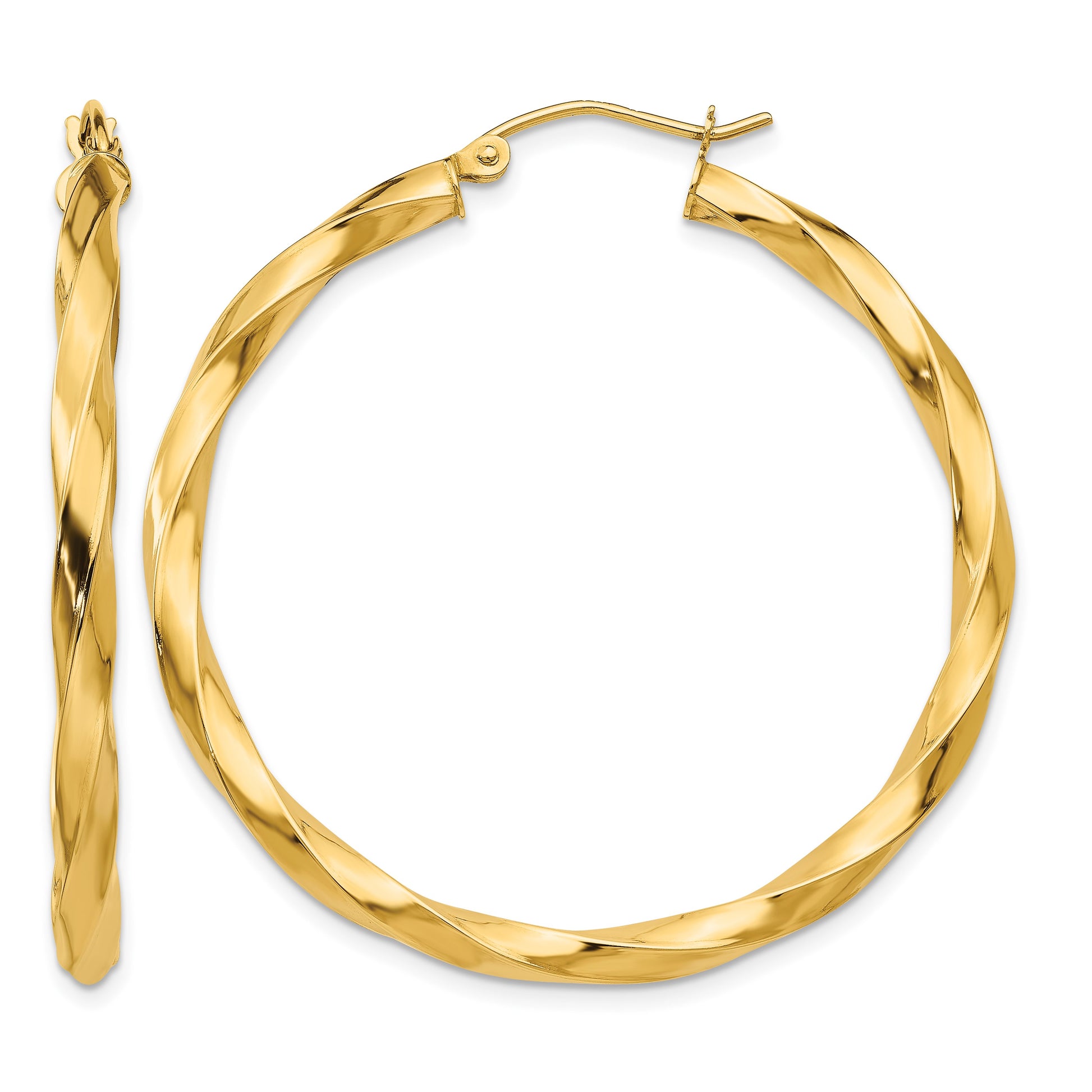 14k Polished 3mm Twisted Hoop Earrings