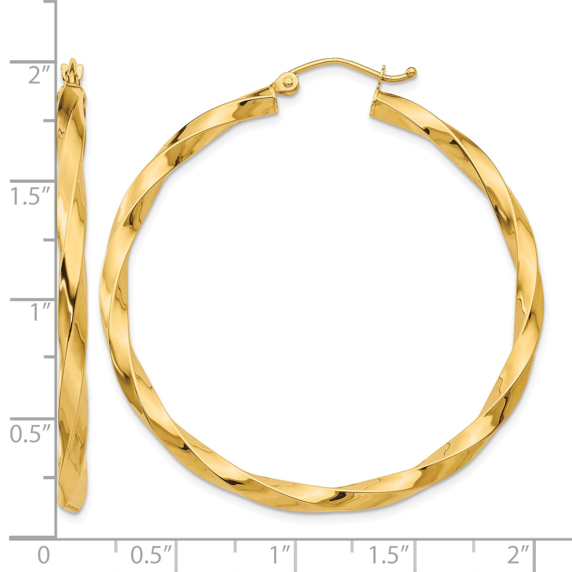 14k Polished 3mm Twisted Hoop Earrings