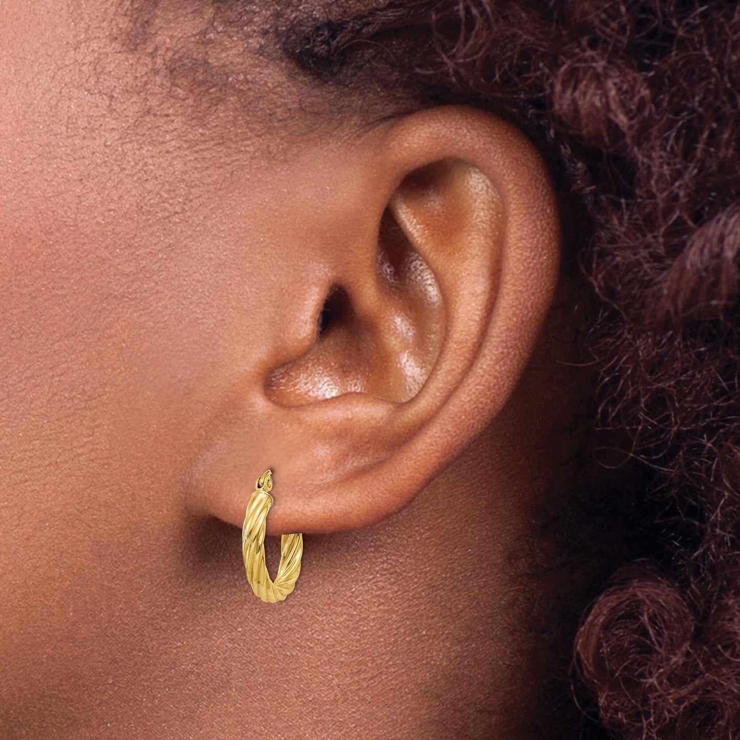 14k Polished 2.75mm Twisted Hoop Earrings