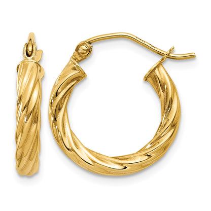 14k Polished 2.75mm Twisted Hoop Earrings