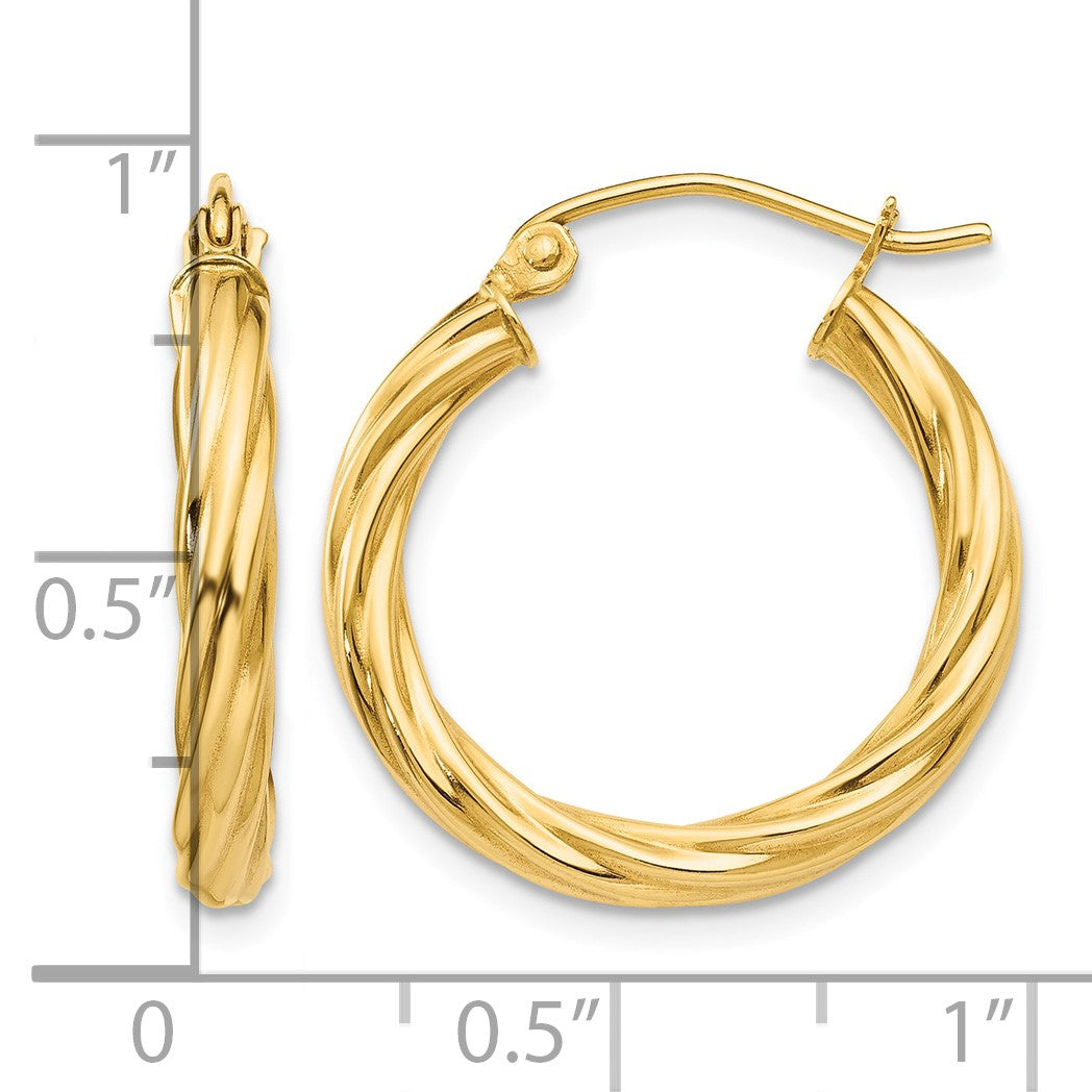 14k Polished 2.75mm Twisted Hoop Earrings