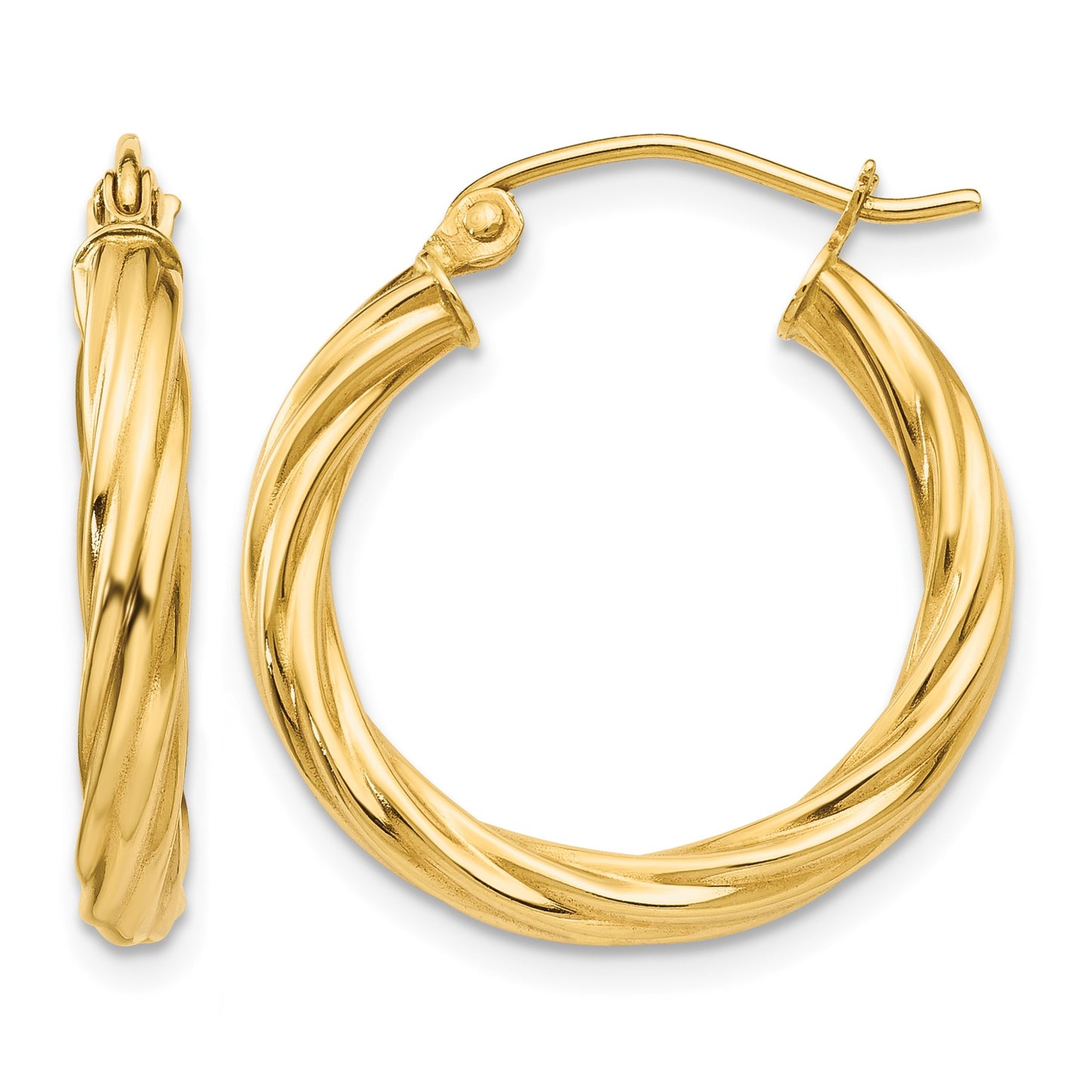 14k Polished 2.75mm Twisted Hoop Earrings